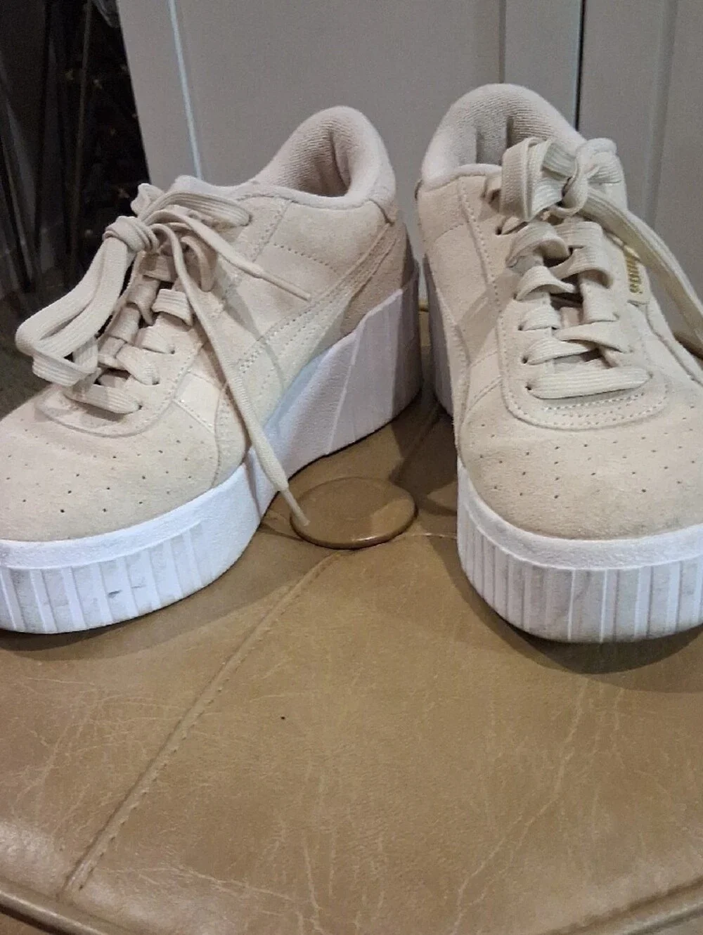 Puma Suede Platform Sneakers in Light Beige